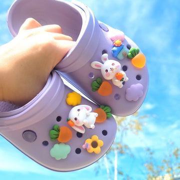 Charms101 | [12PCS] Bunny Carrots Flowers | Jibbitz Shoe Charms for Crocs